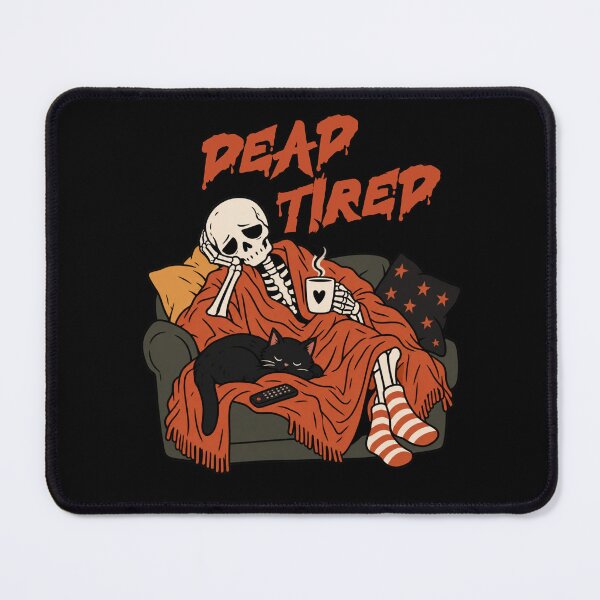 Item preview, Dead Tired Skeleton with Black Cat and Coffee - Cozy Spooky Gothic Humor designed and sold by sekrecja.