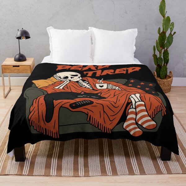 Item preview, Dead Tired Skeleton with Black Cat and Coffee - Cozy Spooky Gothic Humor designed and sold by sekrecja.