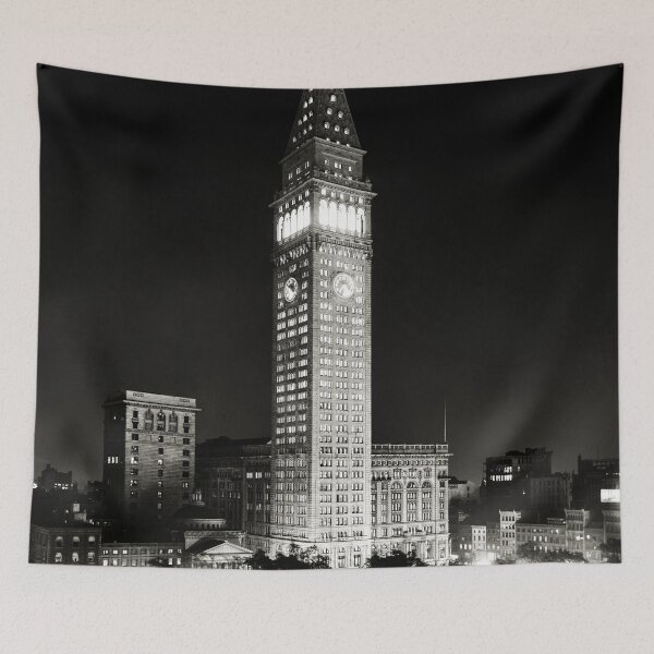 Item preview, 1910 Tallest building in the world, Metropolitan Life Insurance Company building at night, New York City vintage black and white photograph designed and sold by Astrid Arkhangelsky.