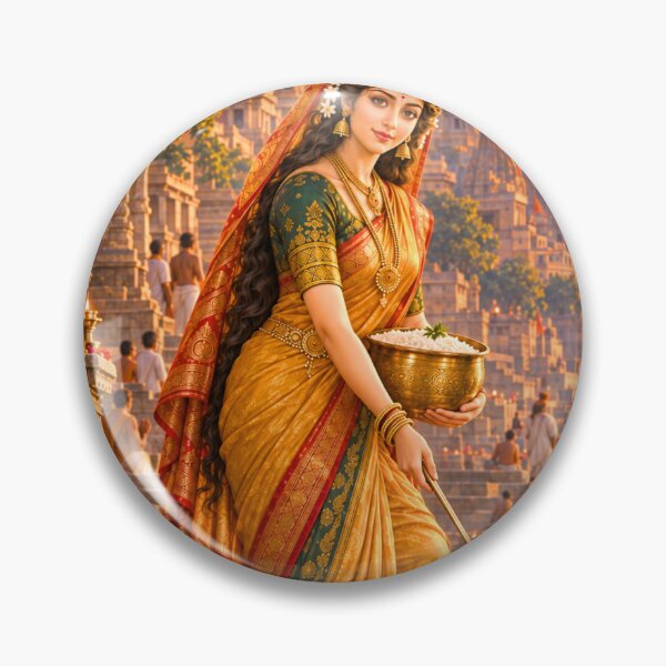 Item preview, Goddess Annapurna Feeding the Hungry in Sacred Kashi designed and sold by Homyar.