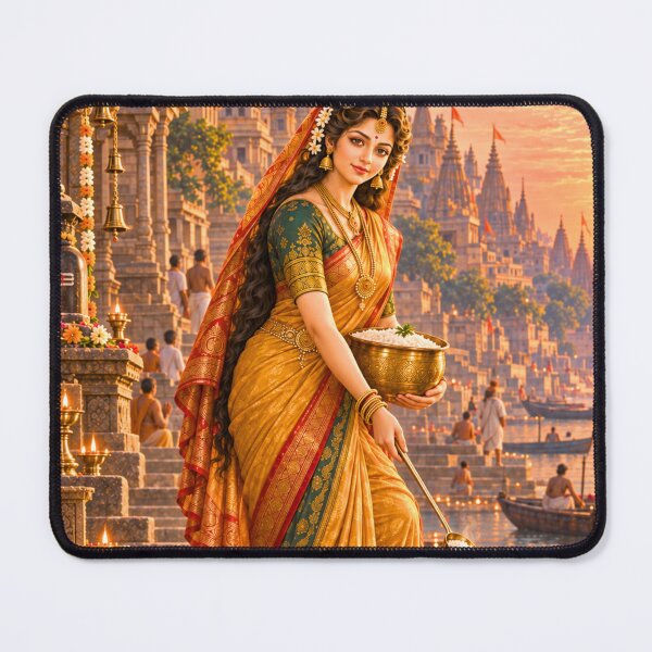 Item preview, Goddess Annapurna Feeding the Hungry in Sacred Kashi designed and sold by Homyar.