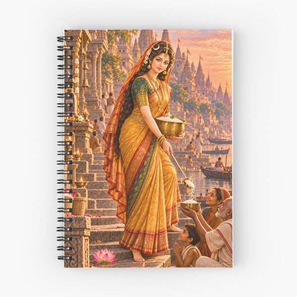 Item preview, Goddess Annapurna Feeding the Hungry in Sacred Kashi designed and sold by Homyar.