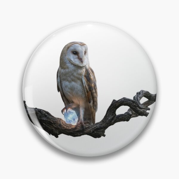 Item preview, Majestic Barn Owl with Glowing Crystal on Twisted Branch designed and sold by OlesiaCraft.