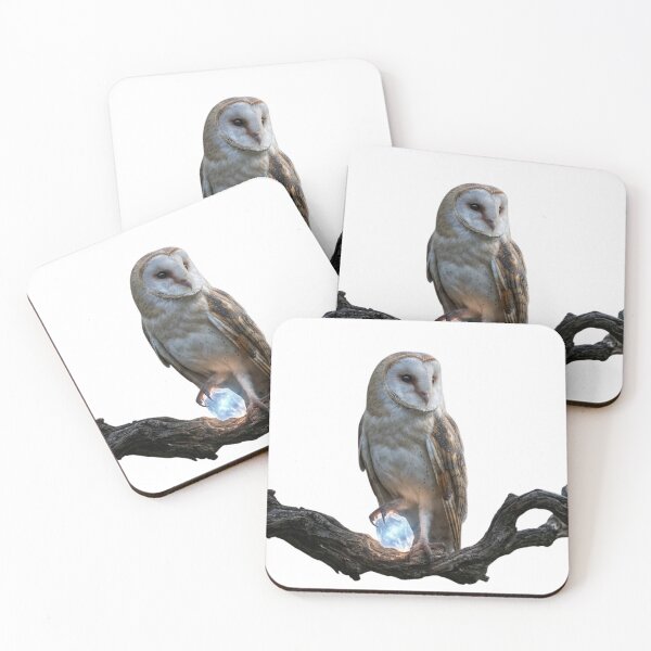 Item preview, Majestic Barn Owl with Glowing Crystal on Twisted Branch designed and sold by OlesiaCraft.
