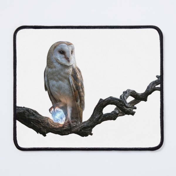 Item preview, Majestic Barn Owl with Glowing Crystal on Twisted Branch designed and sold by OlesiaCraft.