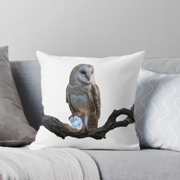 Item preview, Majestic Barn Owl with Glowing Crystal on Twisted Branch designed and sold by OlesiaCraft.