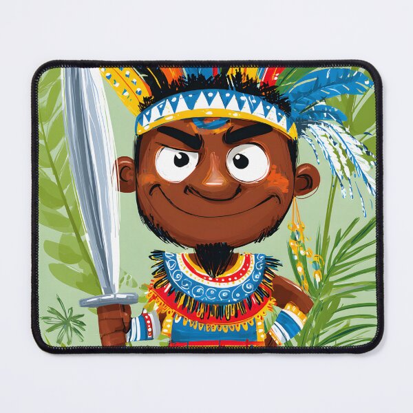 Item preview, Colorful Cartoon Warrior with Tribal Elements designed and sold by Artessie.