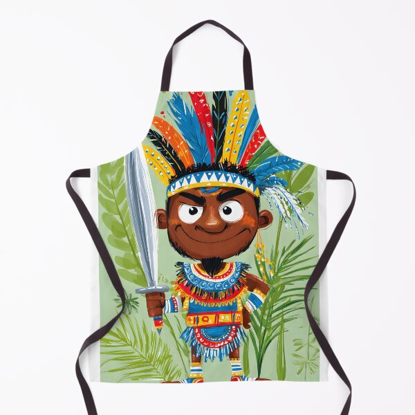 Item preview, Colorful Cartoon Warrior with Tribal Elements designed and sold by Artessie.