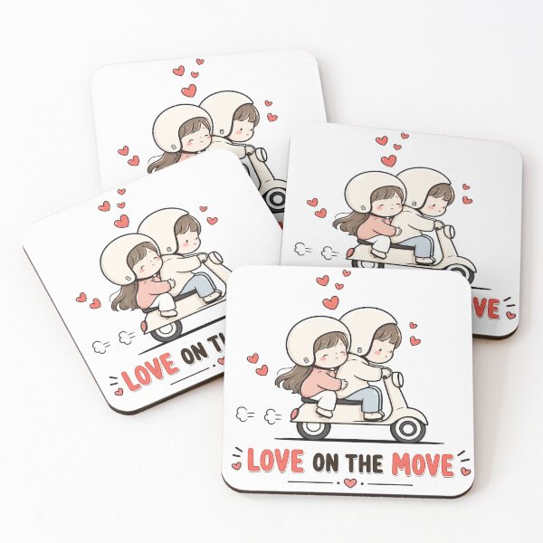 Item preview, Love on the Move – Cute Couple Scooter Ride Romantic Illustration designed and sold by CRAZZYDOODLES.