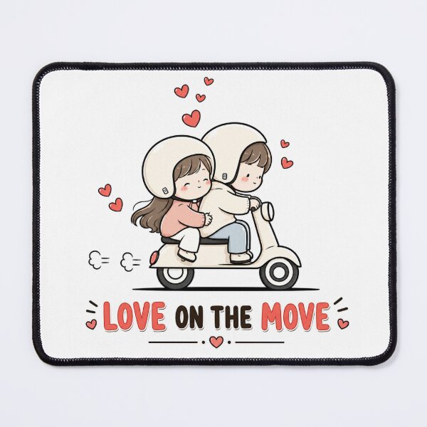 Item preview, Love on the Move – Cute Couple Scooter Ride Romantic Illustration designed and sold by CRAZZYDOODLES.