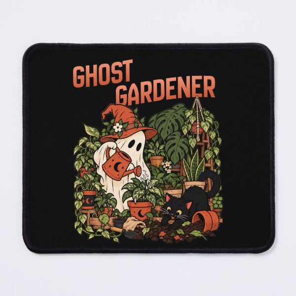 Item preview, Ghost Gardener - Spooky Plant Lover with Black Cat designed and sold by sekrecja.
