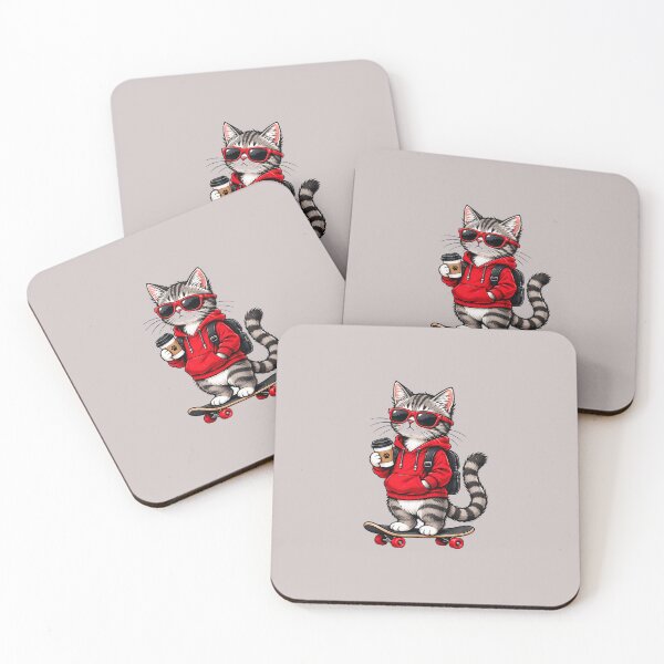Item preview, Cool Skate Cat Coffee Vibes designed and sold by aminomen.