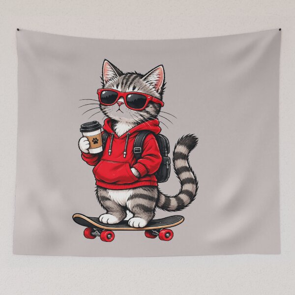 Item preview, Cool Skate Cat Coffee Vibes designed and sold by aminomen.