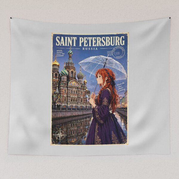 Item preview, Russia — Church of the Savior on Spilled Blood — A Rainy Evening Beneath Saint Petersburg's Colourful Domes designed and sold by DibujandoPorfa.