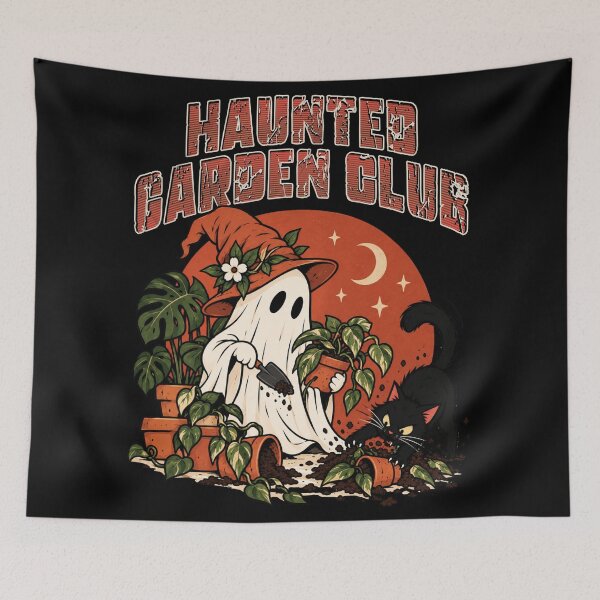 Item preview, Haunted Garden Club - Ghost Gardener & Black Cat Plant Lover designed and sold by sekrecja.