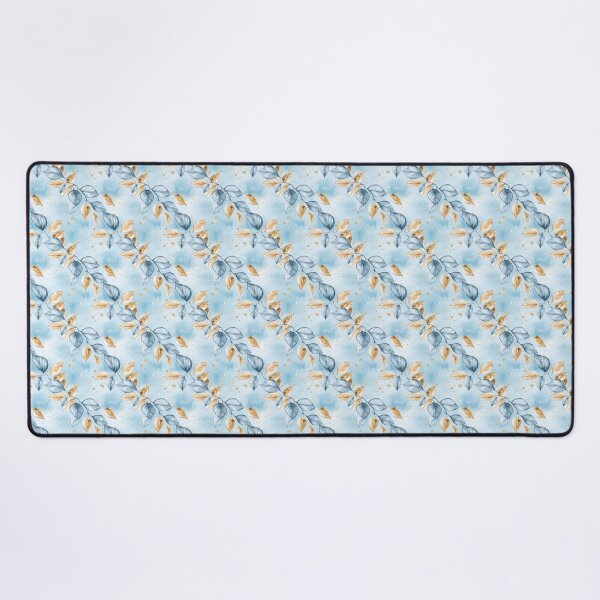 Item preview, Blue and Gold Watercolor Leaves Pattern designed and sold by Kritiveemporio.