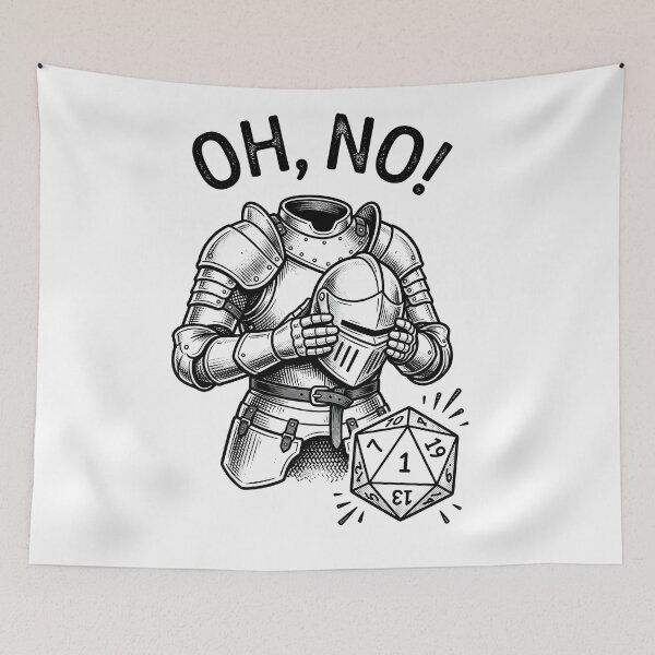 Item preview, Oh No - Critical Fail Knight D&D Dice Roll Funny RPG Graphic designed and sold by Overlord Kingdom.
