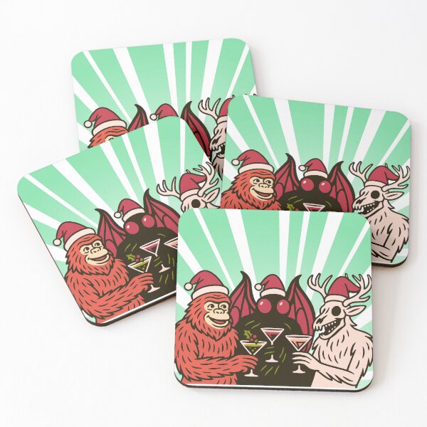 Item preview, Cryptid Christmas Cocktail Party – Bigfoot, Mothman & Wendigo Holiday Art designed and sold by Altered Array, LLC.