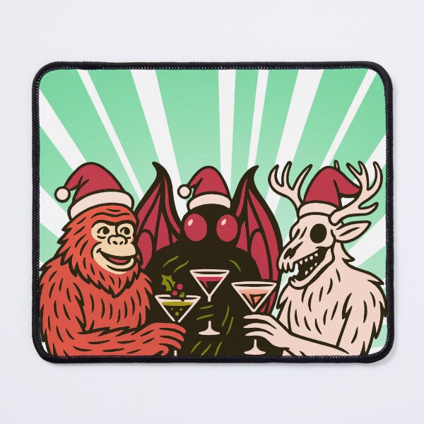 Item preview, Cryptid Christmas Cocktail Party – Bigfoot, Mothman & Wendigo Holiday Art designed and sold by Altered Array, LLC.