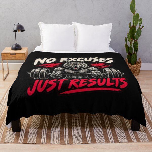 Item preview, No Excuses Just Results Wolf Fitness designed and sold by zenithviv.