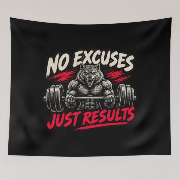 Item preview, No Excuses Just Results Wolf Fitness designed and sold by zenithviv.