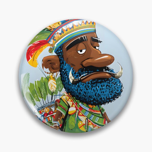 Item preview, Colorful Cartoon Warrior with Tribal Elements designed and sold by Artessie.
