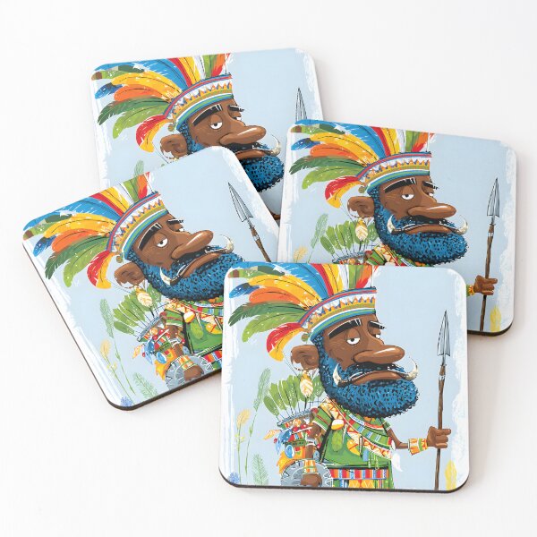 Item preview, Colorful Cartoon Warrior with Tribal Elements designed and sold by Artessie.