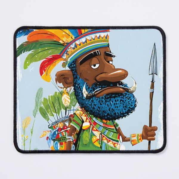 Item preview, Colorful Cartoon Warrior with Tribal Elements designed and sold by Artessie.