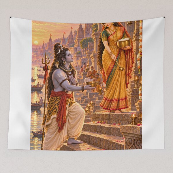 Item preview, Lord Shiva Seeks Alms from Goddess Annapurna in Kashi designed and sold by Homyar.