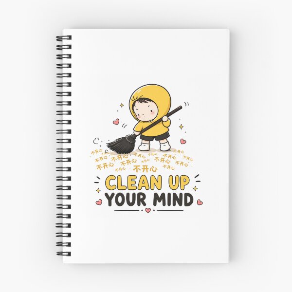 Item preview, Clean Up Your Mind – Cute Kawaii Positive Mindset Broom Character designed and sold by CRAZZYDOODLES.