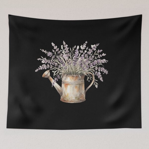 Item preview, Vintage Watercolor Lavender Bouquet In Watering Can designed and sold by bvdesignart.
