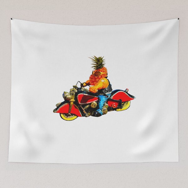 Item preview, Pineapple Head Biker - Funny Tropical Motorcycle Art designed and sold by Gustavo Navarro.