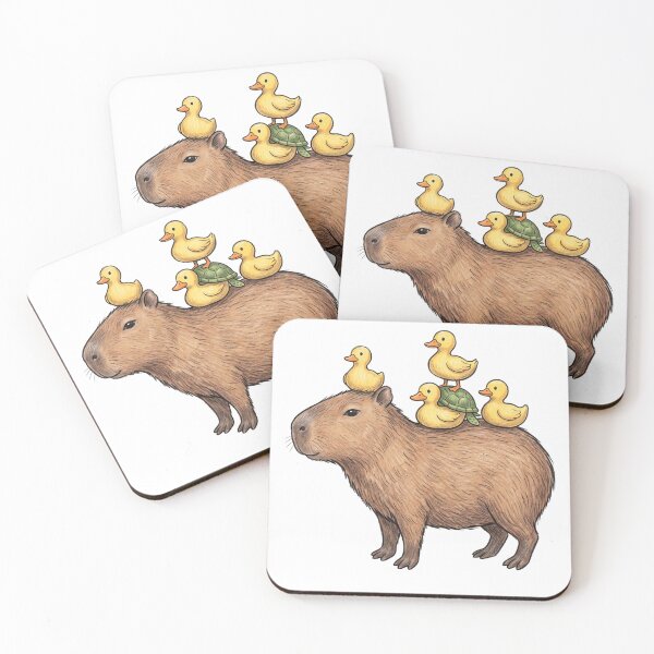 Item preview, Capybara playing with Ducks designed and sold by DoodleDodo.