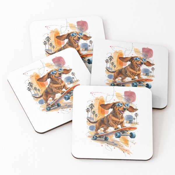 Item preview, Venice Beach Dachshund Skateboard Wheelie designed and sold by Russell Thorne.