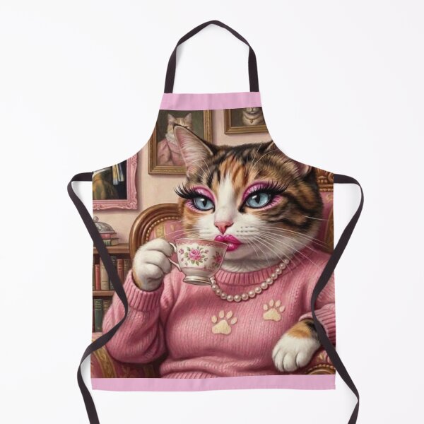 Item preview, Pink Coquette Cat Mom Drinking a Tea - Fancy Cat Lady Aesthetic / Funny Cat Meme / Pink Girly / Y2k / Makeup / Pearls / Books Lover / Gift for Cat Lovers Preppy designed and sold by TeenLake.