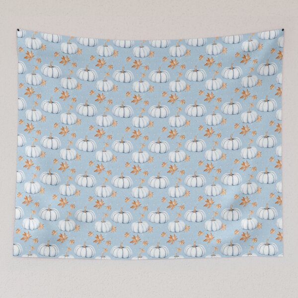 Item preview, White Pumpkins on Sky Blue Pattern designed and sold by Kritiveemporio.