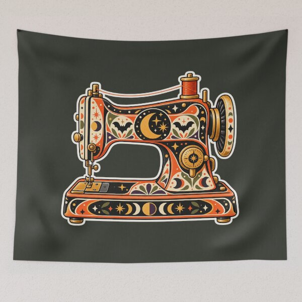 Item preview, Retro Halloween Celestial Sewing Machine designed and sold by AliAltinelArt.