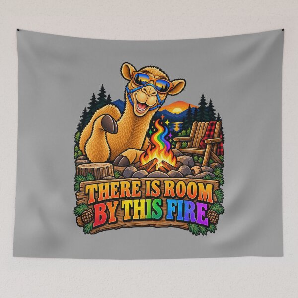 Item preview, THERE IS ROOM BY THIS FIRE – Campfire Colours Pride Camel – Funny Animal T-Shirt Gift for Animal Lovers designed and sold by Camel & Quirk.