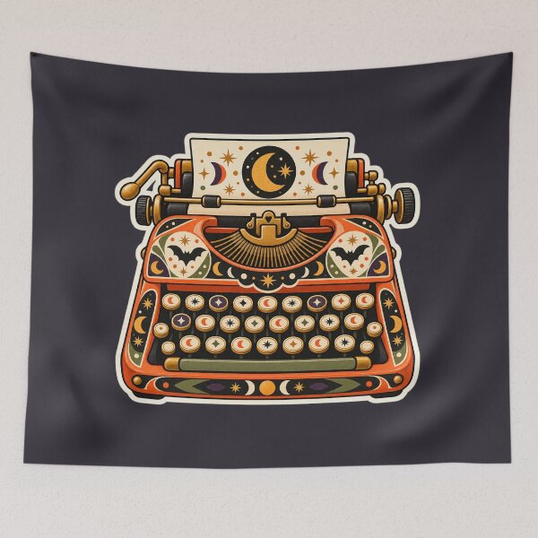 Item preview, Retro Halloween Celestial Typewriter designed and sold by AliAltinelArt.