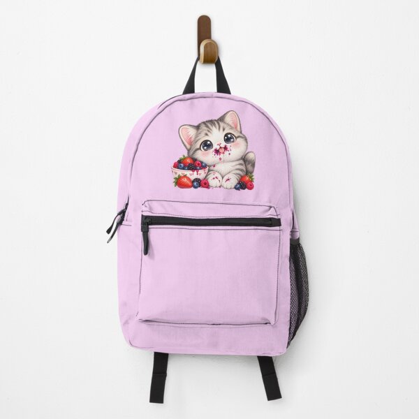 Item preview, Cute kawaii cat eating berry's designed and sold by EllaArtStore.