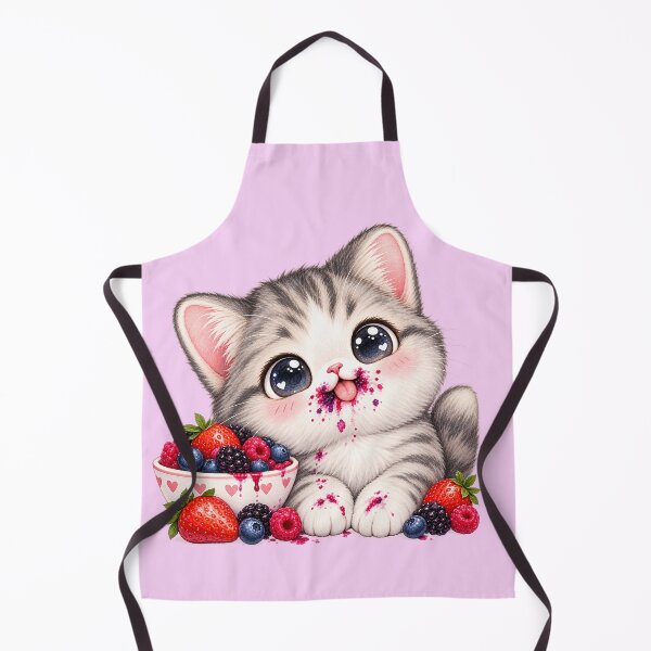 Item preview, Cute kawaii cat eating berry's designed and sold by EllaArtStore.