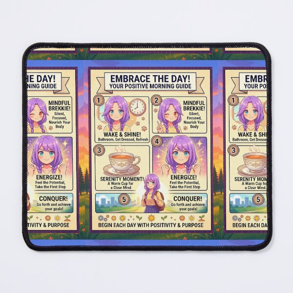 Item preview, For a Good Morning Start,5-Step Aesthetic Motivational Quotes about a Kawaii Anime Girl Daily Routine. designed and sold by Giulivo Store Graphic.