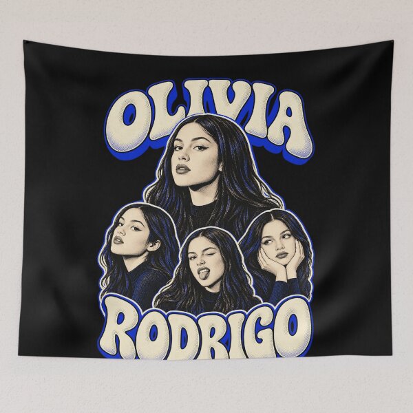 Item preview, Olivia Rodrigo Blue Multi Portraits Halftone Pop Art Style designed and sold by Cuiroblinda.