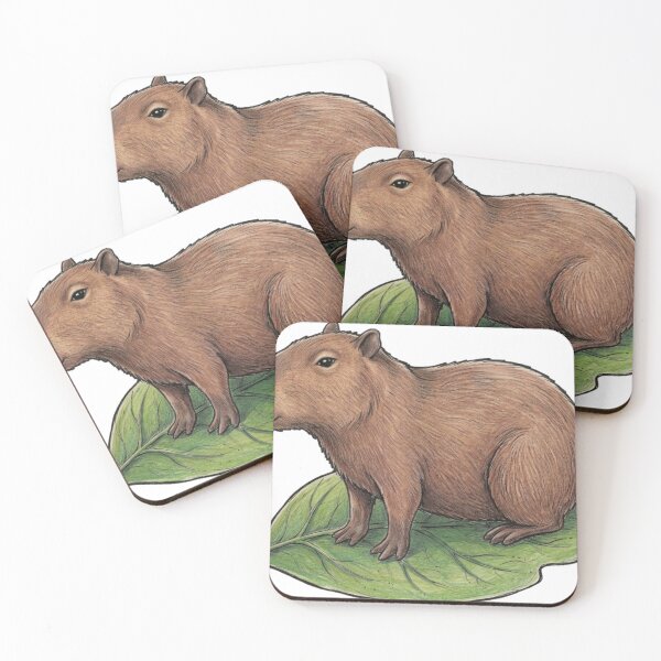 Item preview, Capybara sitting on a leaf designed and sold by DoodleDodo.
