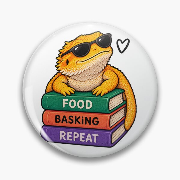Item preview, Food Basking Repeat – Cool Bearded Dragon In Sunglasses On Books Lizard Sticker designed and sold by Anstickerrr.