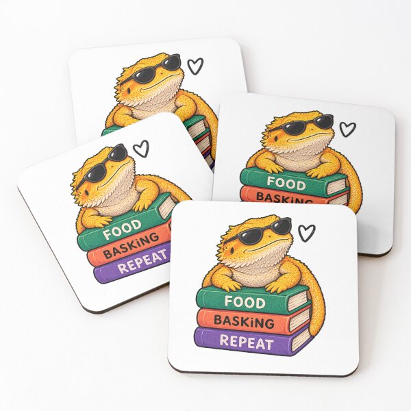 Item preview, Food Basking Repeat – Cool Bearded Dragon In Sunglasses On Books Lizard Sticker designed and sold by Anstickerrr.