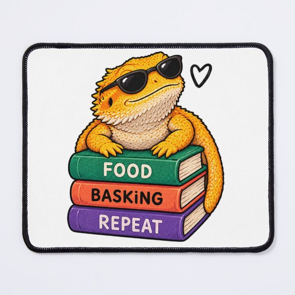 Item preview, Food Basking Repeat – Cool Bearded Dragon In Sunglasses On Books Lizard Sticker designed and sold by Anstickerrr.