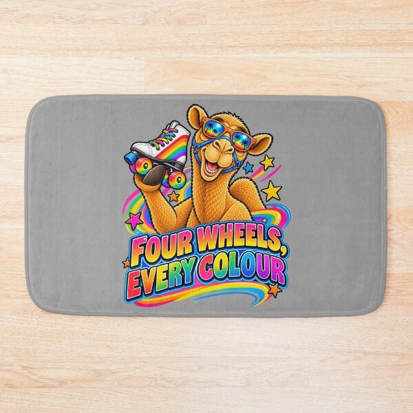 Item preview, FOUR WHEELS, EVERY COLOUR – Skate Into Pride Pride Camel – Funny Animal T-Shirt Gift for Animal Lovers designed and sold by Camel & Quirk.