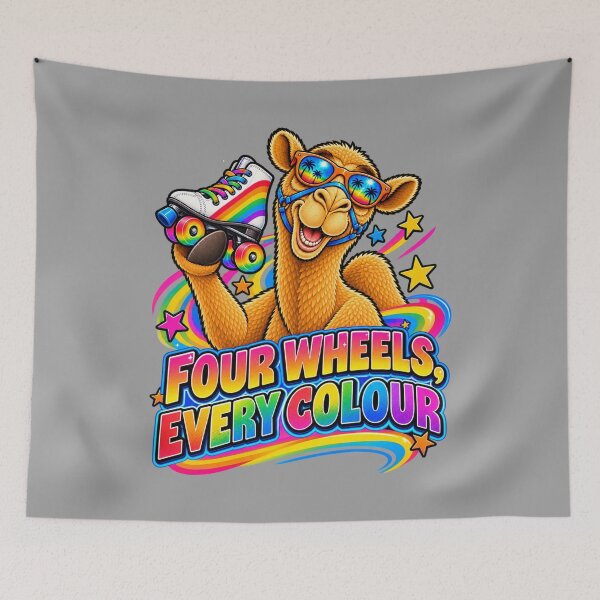 Item preview, FOUR WHEELS, EVERY COLOUR – Skate Into Pride Pride Camel – Funny Animal T-Shirt Gift for Animal Lovers designed and sold by Camel & Quirk.