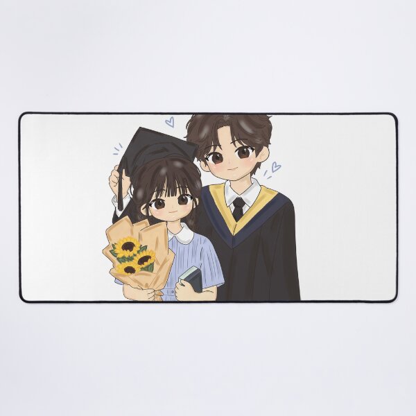 Item preview, Kawaii Graduation Couple with Sunflowers – Cute Chibi Graduation Digital Art Sticker designed and sold by Kanikawaii.